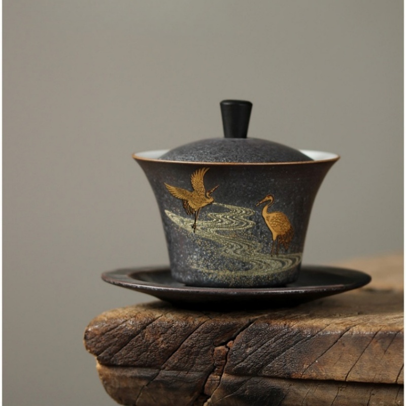 Handmade Ceramic Mug - Ceramic Crane Gaiwan Ceramic Handmade Household