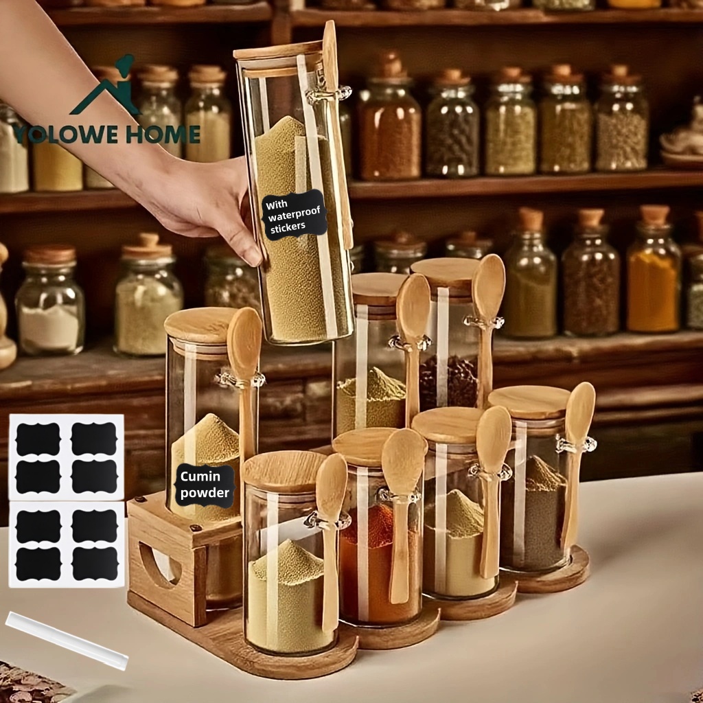 Bamboo Cutlery Set - 8-Piece Glass Storage Container Set with