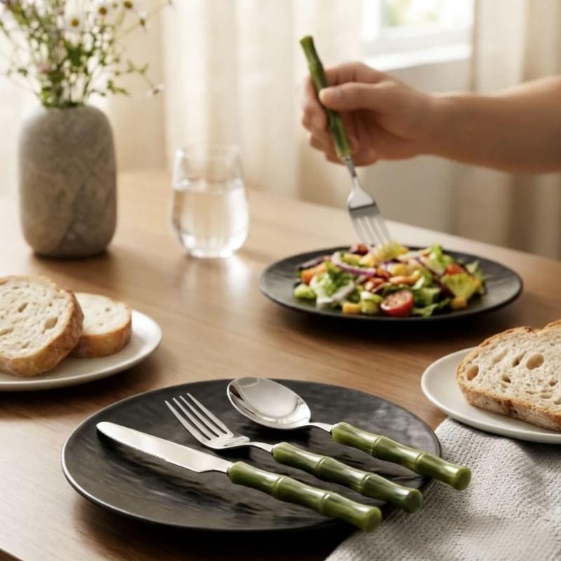 Durable Bamboo Handle Stainles – Bamboo Cutlery Set Bewertung und Preis