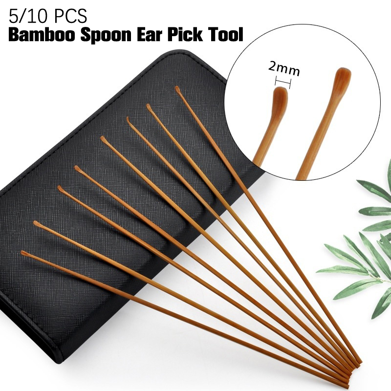 5/10Pcs Bamboo Spoon Ear Pick  – Bamboo Cutlery Set Bewertung und Preis