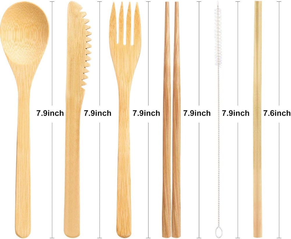 Boao 4 Sets Bamboo Utensils: R – Bamboo Cutlery Set Bewertung und Preis