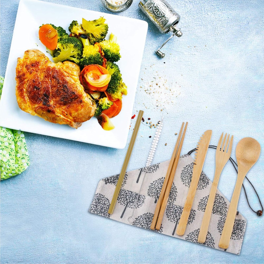 Boao 4 Sets Bamboo Utensils: R – Bamboo Cutlery Set Bewertung und Preis